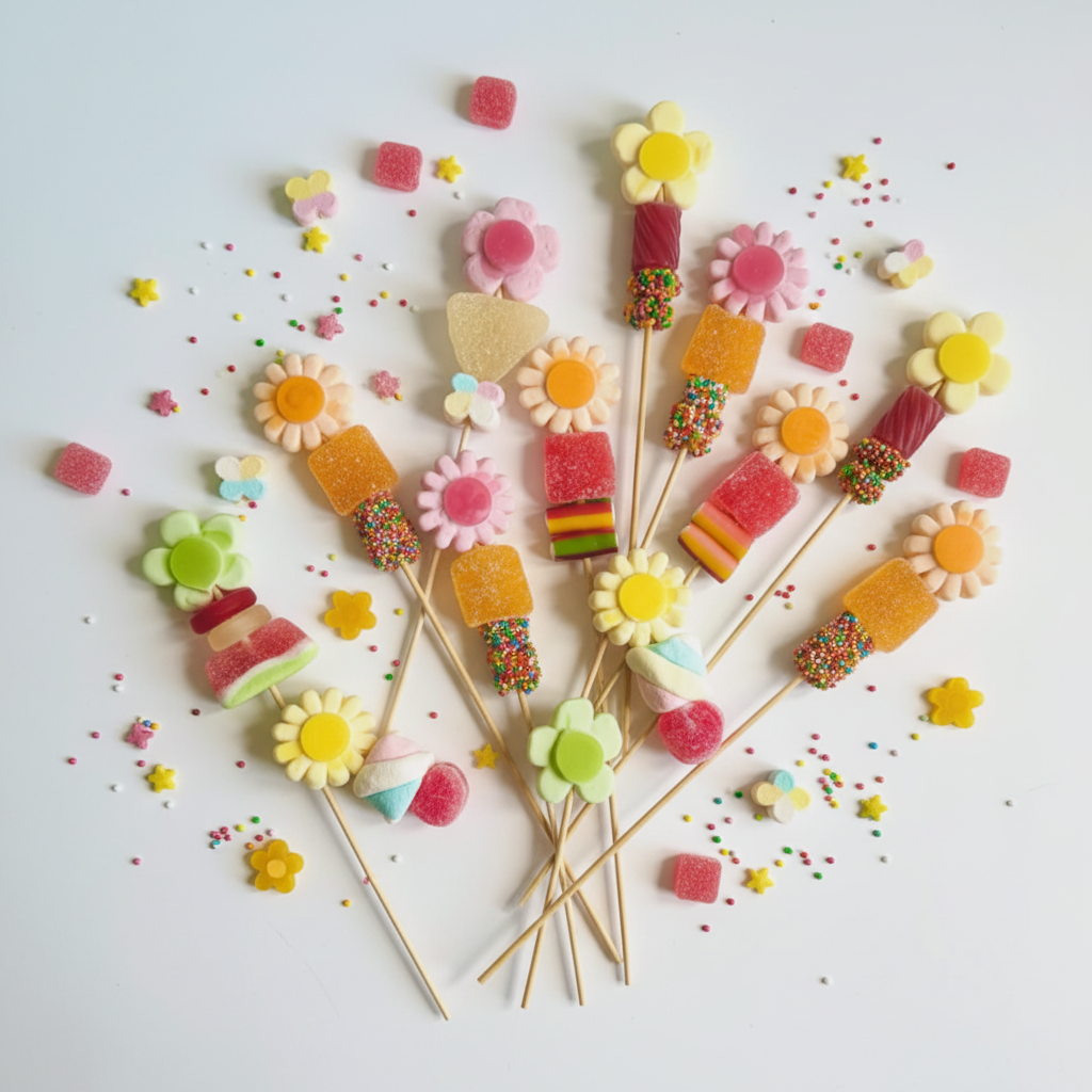 Candy flower skewers