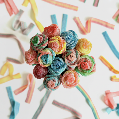 Rainbow gummy roses